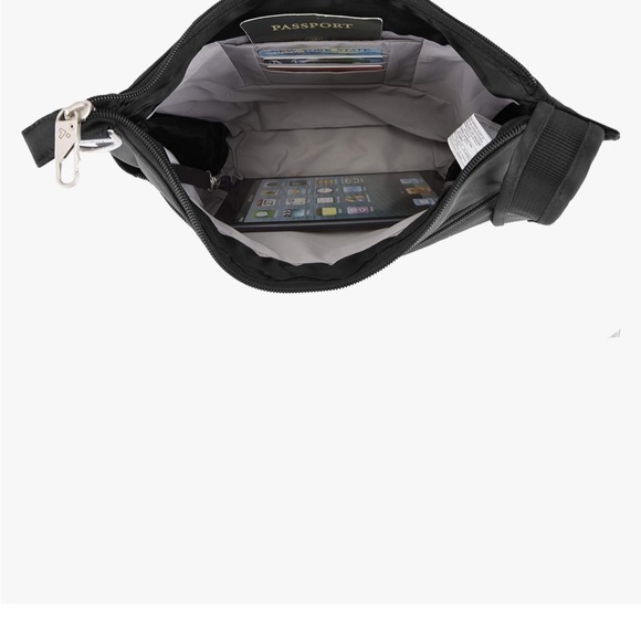 Travelon Anti-theft Classic Crossbody Bucket Bag Grey 14”x11”x4” - Picture 4 of 10